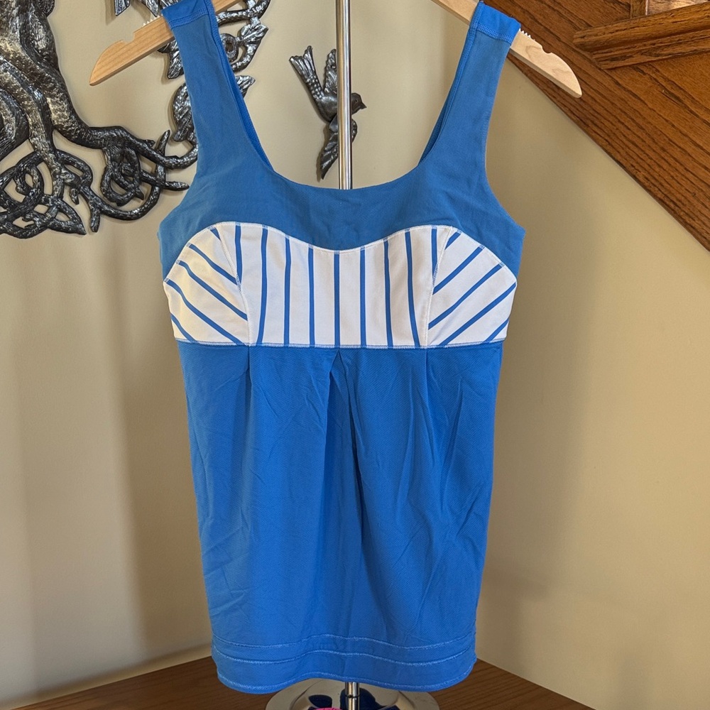 Lululemon Blue and White Striped Women's Top